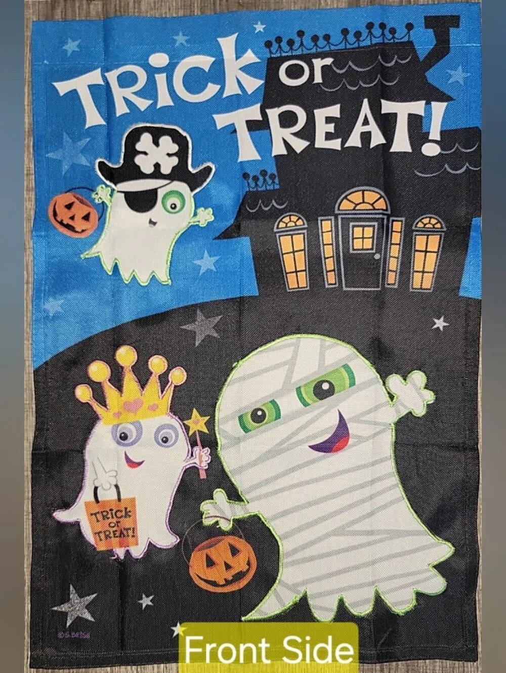 Decorative Trick or Treat Garden Flag Blue/Black + More! TRiCk or TREAT!